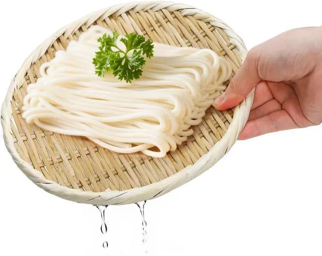Alt view image 5 of 7 - Bamboo Basket Colander, 8.3" Round Small Bamboo Sieve Washing Strainer, Hand Weave Plate Holder for Kitchen, Wicker Pantry Storage Tray for Fruit Vegetable Bread Snack Zaru