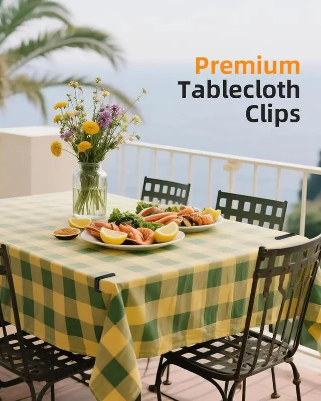 Alt view image 3 of 7 - Tablecloth Clips for 2.5'' Thick Tables, Black Pack of 12 | Heavy Duty, Stainless Steel Table Cover Clamps Cloth Holder Ideal for Picnics Restaurant Marquees Weddings Graduation Party