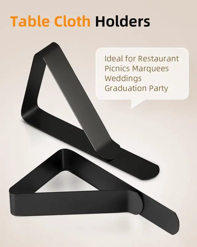 Alt view image 6 of 7 - Tablecloth Clips for 2.5'' Thick Tables, Black Pack of 12 | Heavy Duty, Stainless Steel Table Cover Clamps Cloth Holder Ideal for Picnics Restaurant Marquees Weddings Graduation Party