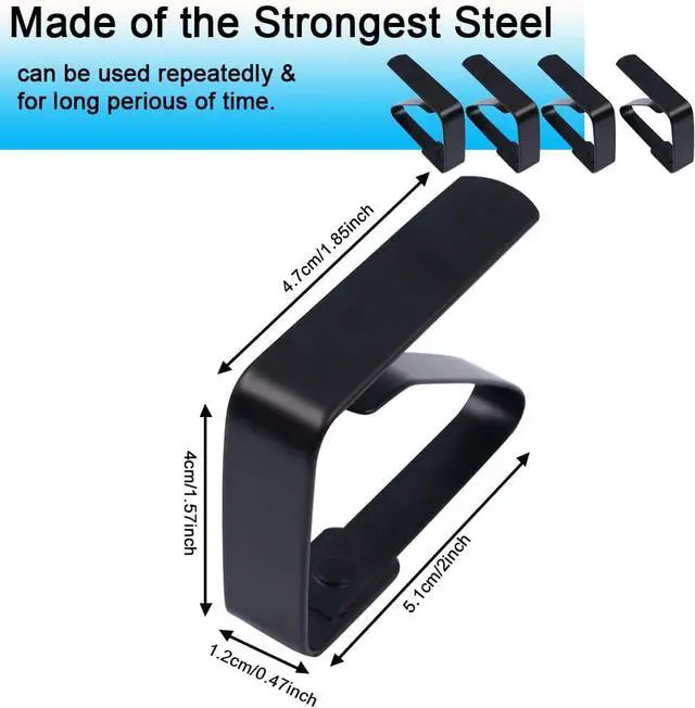 Alt view image 2 of 7 - 4 Pieces Tablecloth Clips, Tablecloth Holders, Stainless Steel Table Cover Clamps, Suitable for Parties, Picnics, Restaurants & Weddings (Black)