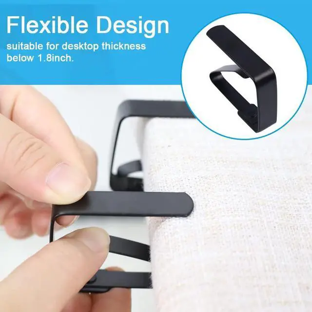 Alt view image 4 of 7 - 4 Pieces Tablecloth Clips, Tablecloth Holders, Stainless Steel Table Cover Clamps, Suitable for Parties, Picnics, Restaurants & Weddings (Black)