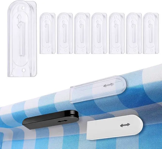 Main image of Tablecloth Clips Self-Adhesive Clear Invisible Windproof Table Cover Clamps, Sticky Table Cloth Holder Clips for Outdoor Picnic Tables, Camping Folding Tables, Weddings & Parties (8 Pack)