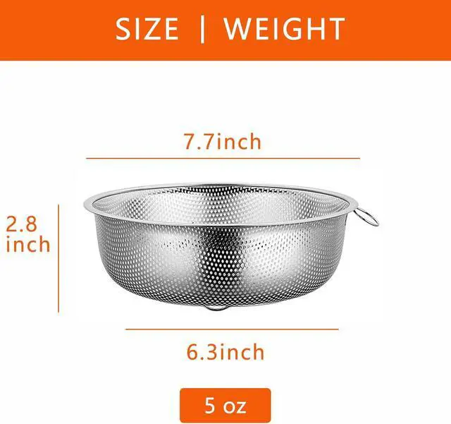 Alt view image 2 of 7 - GREATLINK Stainless Steel Colander and Fine Mesh Strainer for Kitchen, 7.7Inch Pasta and Rice Strainer, Small Metal Sieve/Washing Bowl/Pot Drainer/Sifter for Spaghetti, Berry, Fruit, Vegetable