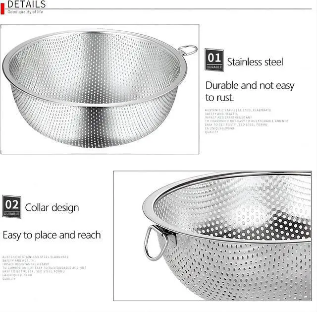Alt view image 6 of 7 - GREATLINK Stainless Steel Colander and Fine Mesh Strainer for Kitchen, 7.7Inch Pasta and Rice Strainer, Small Metal Sieve/Washing Bowl/Pot Drainer/Sifter for Spaghetti, Berry, Fruit, Vegetable