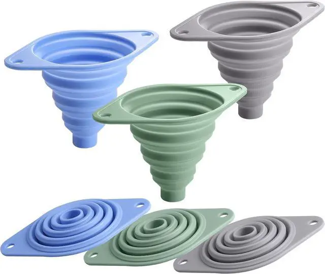 Main image of Kitchen Funnel Set 3 Pack, Collapsible Silicone Funnel for Kitchen Use Filling Bottles Liquid Food Transfer