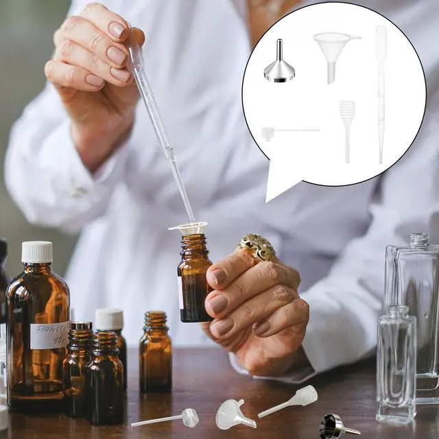 Alt view image 3 of 7 - 10Pcs Mini Funnels Sets, Aluminium Plastic Small Funnels with Mini Plastic Dropper Pipette Dispenser for Filling Small Bottles, Cosmetics, Crafts, Sand, Essential Oils