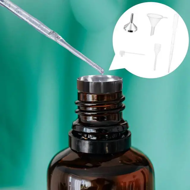 Alt view image 5 of 7 - 10Pcs Mini Funnels Sets, Aluminium Plastic Small Funnels with Mini Plastic Dropper Pipette Dispenser for Filling Small Bottles, Cosmetics, Crafts, Sand, Essential Oils