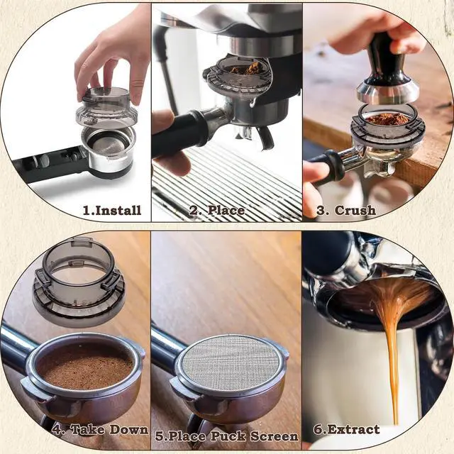 Alt view image 6 of 7 - 54mm Dosing Funnel for Breville Espresso Portafilter, 53.5mm Puck Screen | Compatible with Breville Espresso Machine Accessories, For Breville Series Barista & Bambino Espresso Machines