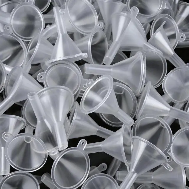 Main image of JOHOUSE 50PCS Mini Funnel for Lab Bottles, Sand Art, Perfumes, Spices, Powder, Essential Oil, Recreational, Kitchen Use Food Grade Clear Plastic Small Funnels