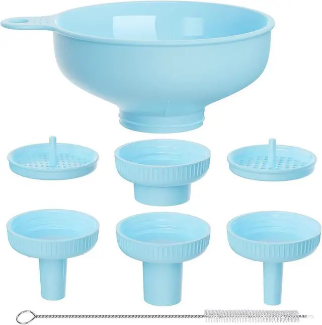 Main image of Pisol Wide Mouth Versatile Funnel for Kitchen Use for Filling Bottles | Food Grade Plastic, BPA Free, 5 Sizes Mouth, 2 Strainers, Rotating Screw Design, Easy to Clean, Dishwasher Safe