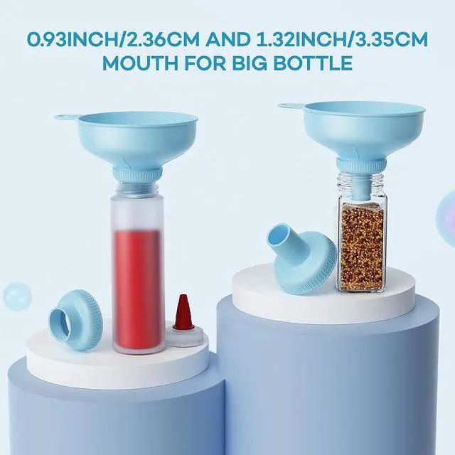 Alt view image 5 of 7 - Pisol Wide Mouth Versatile Funnel for Kitchen Use for Filling Bottles | Food Grade Plastic, BPA Free, 5 Sizes Mouth, 2 Strainers, Rotating Screw Design, Easy to Clean, Dishwasher Safe