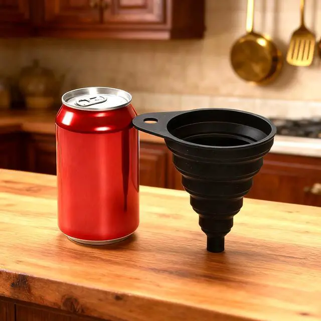 Alt view image 4 of 7 - Funnels for Kitchen Use, Food Grade Silicone Collapsible Kitchen Funnel (Black)