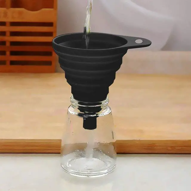 Alt view image 6 of 7 - Funnels for Kitchen Use, Food Grade Silicone Collapsible Kitchen Funnel (Black)