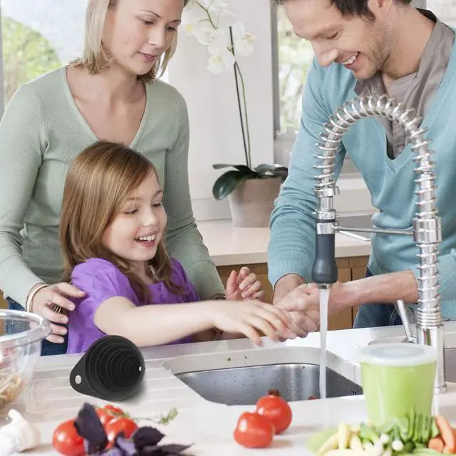 Alt view image 7 of 7 - Funnels for Kitchen Use, Food Grade Silicone Collapsible Kitchen Funnel (Black)