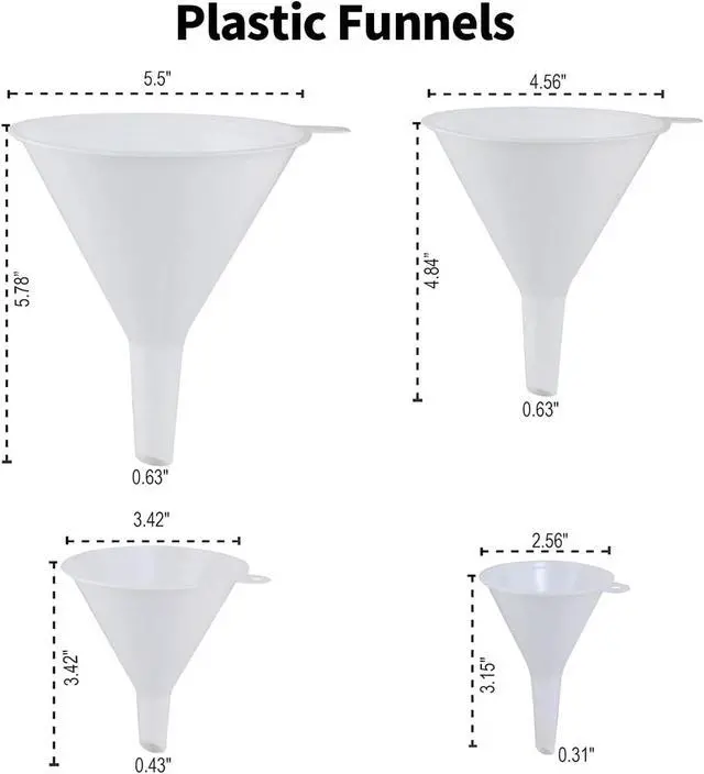 Alt view image 2 of 7 - Plastic Funnel Set, Kitchen Funnels for Filling Bottles, Automotive Oil Funnels for Lubricants and Fluids, Leak-Proof Design Fits Cars, Motorcycles & Home Containers