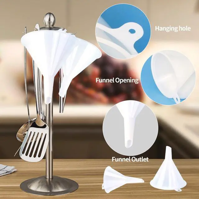 Alt view image 3 of 7 - Plastic Funnel Set, Kitchen Funnels for Filling Bottles, Automotive Oil Funnels for Lubricants and Fluids, Leak-Proof Design Fits Cars, Motorcycles & Home Containers