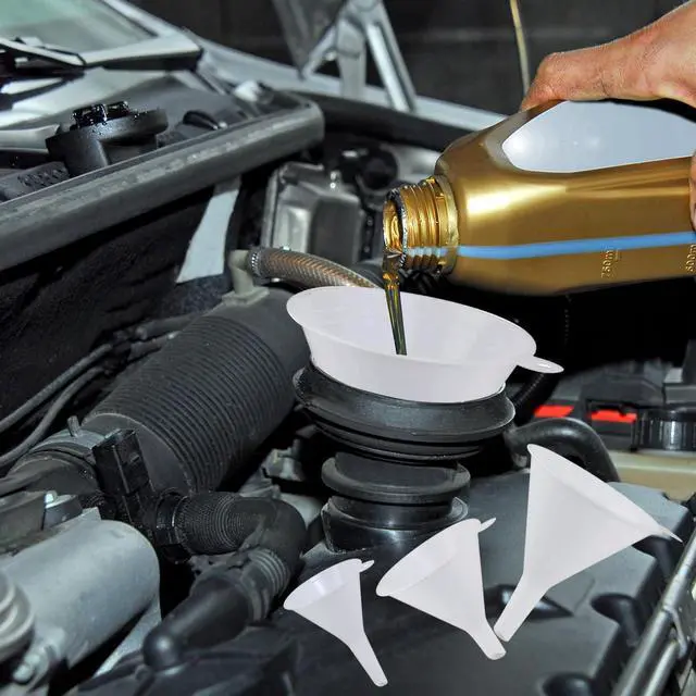 Alt view image 6 of 7 - Plastic Funnel Set, Kitchen Funnels for Filling Bottles, Automotive Oil Funnels for Lubricants and Fluids, Leak-Proof Design Fits Cars, Motorcycles & Home Containers