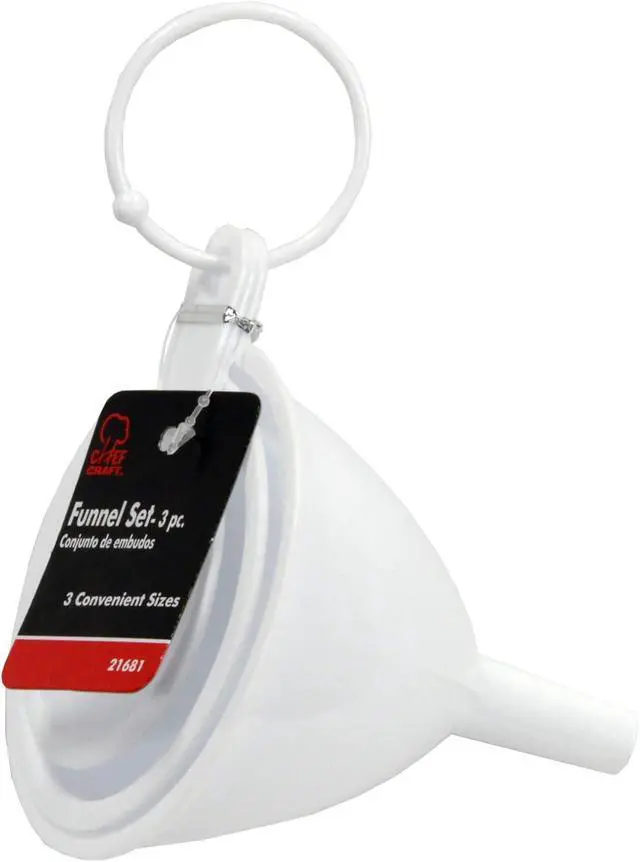 Alt view image 2 of 3 - Chef Craft Classic Plastic Funnel Set, 2.5 to 3.75 inch 3 piece Set, White