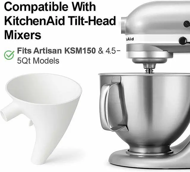 Alt view image 3 of 5 - Flour Funnel for Kitchen Aid Mixer, KitchenAid Mixer Funnel Attachment | Kitchen Aid Mixer Accessories and Attachments: Flour Funnel for Stand Mixer, Fits 4.55 Qt Tilt-Head Models