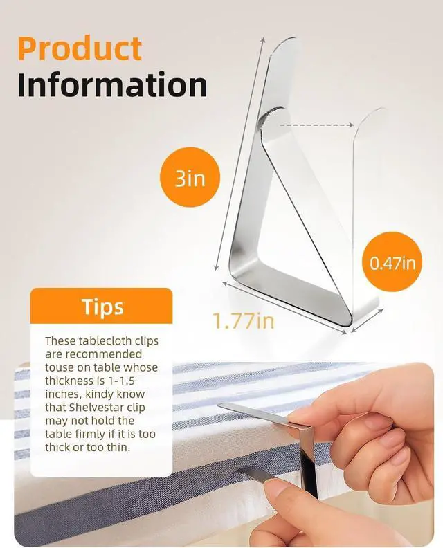 Alt view image 2 of 7 - 36 Pack Tablecloth Clips, Table Cloth Holder, Silver | Heavy Duty, Stainless Steel Table Cloth Cover Clamps Ideal for Picnics Restaurant Marquees Weddings Graduation Party