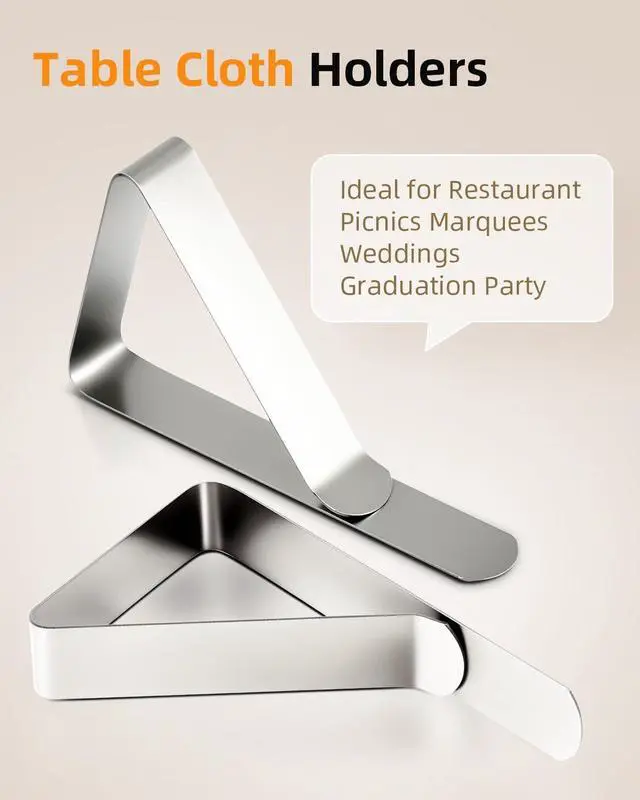 Alt view image 7 of 7 - 36 Pack Tablecloth Clips, Table Cloth Holder, Silver | Heavy Duty, Stainless Steel Table Cloth Cover Clamps Ideal for Picnics Restaurant Marquees Weddings Graduation Party