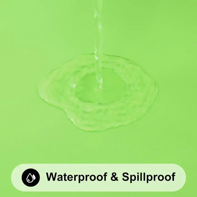 Alt view image 3 of 7 - Smiry Rectangle Tablecloth, Elastic Fitted Flannel Backed Vinyl Tablecloths for 4ft Folding Tables, Waterproof Wipeable Table Covers for Indoor, Outdoor, Picnic and Camping (Lime Green, 30"x48")