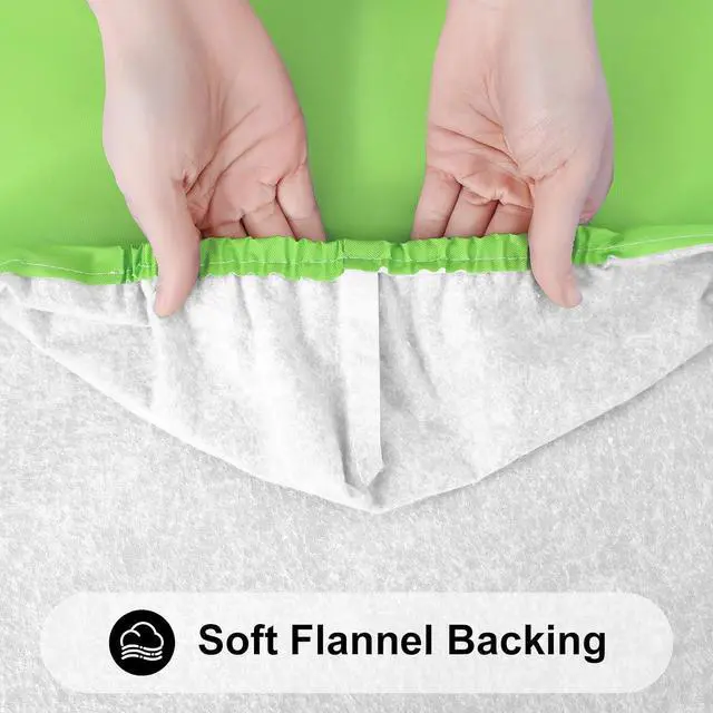 Alt view image 4 of 7 - Smiry Rectangle Tablecloth, Elastic Fitted Flannel Backed Vinyl Tablecloths for 4ft Folding Tables, Waterproof Wipeable Table Covers for Indoor, Outdoor, Picnic and Camping (Lime Green, 30"x48")
