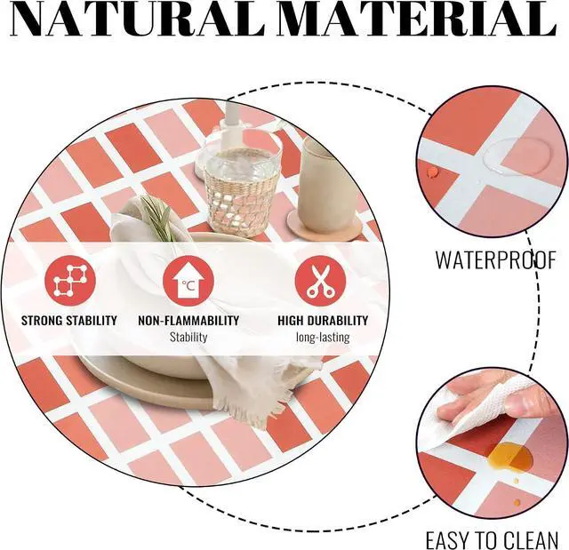Alt view image 3 of 7 - FIFTY FEET 84 * 60 Inch Rectangle Tablecloth, Vinyl Tablecloth with Flannel Backing for Rectangle Tables Waterproof, Plastic Picnic Table Cover for Dining Table/Buffet Parties/Camping(Red Plaid)