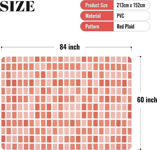 Alt view image 5 of 7 - FIFTY FEET 84 * 60 Inch Rectangle Tablecloth, Vinyl Tablecloth with Flannel Backing for Rectangle Tables Waterproof, Plastic Picnic Table Cover for Dining Table/Buffet Parties/Camping(Red Plaid)