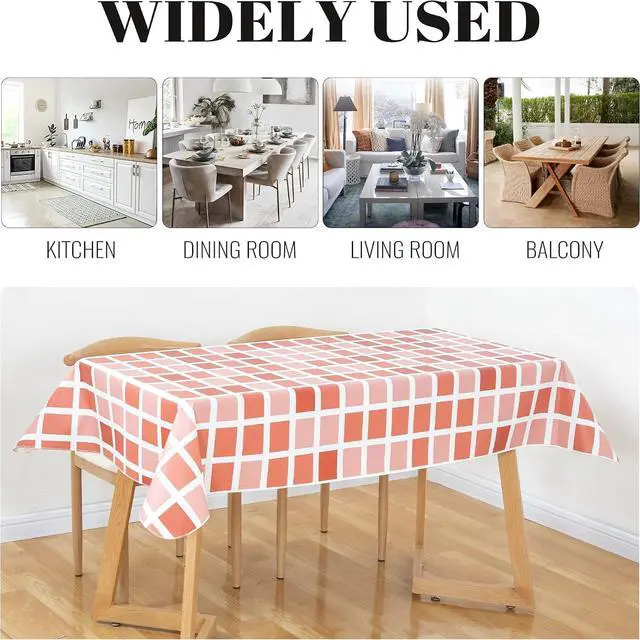 Alt view image 7 of 7 - FIFTY FEET 84 * 60 Inch Rectangle Tablecloth, Vinyl Tablecloth with Flannel Backing for Rectangle Tables Waterproof, Plastic Picnic Table Cover for Dining Table/Buffet Parties/Camping(Red Plaid)