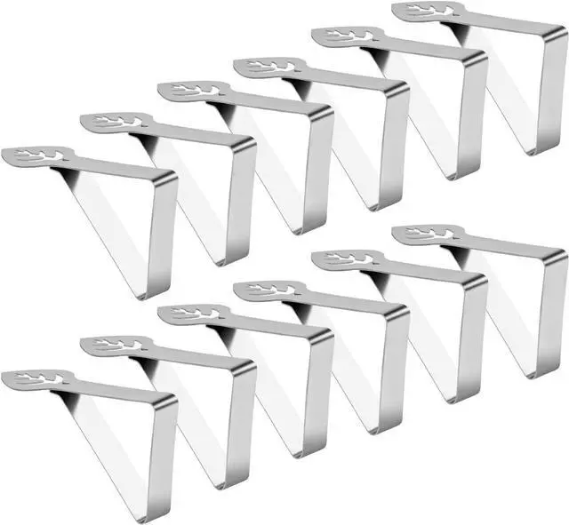 Main image of Tablecloth Clips 12 Pack, Heavy Duty Stainless Steel Picnic Table Cloth Holder Clips, Windproof Tablecloth Clips for Outdoor Tables, Perfect for Restaurant Parties, Weddings, Camping