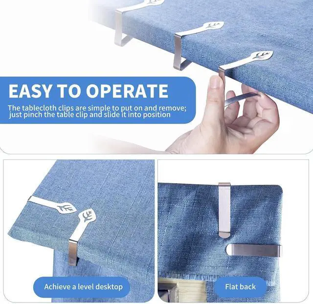Alt view image 4 of 7 - Tablecloth Clips 12 Pack, Heavy Duty Stainless Steel Picnic Table Cloth Holder Clips, Windproof Tablecloth Clips for Outdoor Tables, Perfect for Restaurant Parties, Weddings, Camping