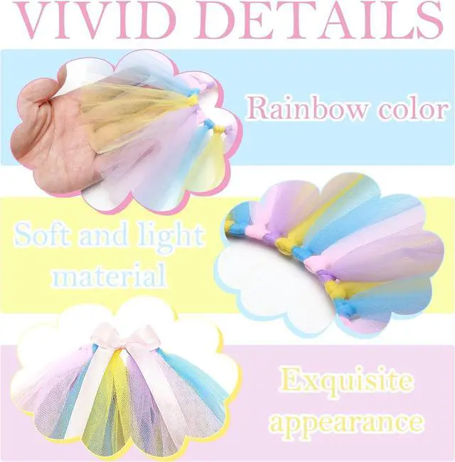 Alt view image 3 of 7 - Tatuo 12 Pieces Mini Tutu Table Skirt Wine Bottle Cover Tutu Skirt Tulle Vase Skirt Decor Garland Centerpieces for Wedding Baby Shower Cake Dessert Birthday Party(Pastel Color)