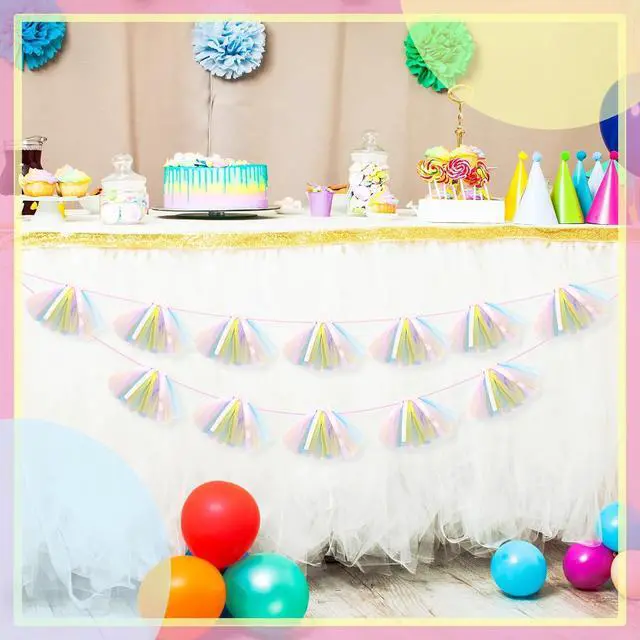 Alt view image 7 of 7 - Tatuo 12 Pieces Mini Tutu Table Skirt Wine Bottle Cover Tutu Skirt Tulle Vase Skirt Decor Garland Centerpieces for Wedding Baby Shower Cake Dessert Birthday Party(Pastel Color)