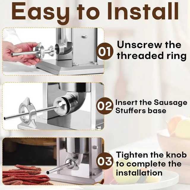 Alt view image 5 of 7 - 2-Pack 10mm Stainless Steel Sausage Stuffing Tubes for #5 Sausage Stuffer | Fit to Homemade Snack Sticks & Breakfast Links, Slim Sausage Stuffing HornFor Manual/Electric Meat Sausage Stuffer