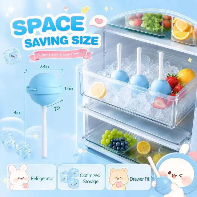Alt view image 2 of 7 - 4 Pack Silicone Lollipop Popsicle Molds with Sticks Reusable BPA Free Ice Pop Maker Easy Release Molds for Homemade Ice Cream Fruit Yogurt Frozen Treats Kids Summer Parties