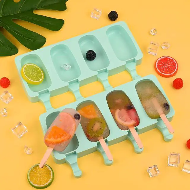 Alt view image 4 of 7 - WMKGG Popsicle Silicone Molds Set, 2 PCS Ice Cream Cakesicles Molds | (Standard Size/Green) with 50 Wooden Sticks for Cake Pop, Ice Pop, Cakesicles