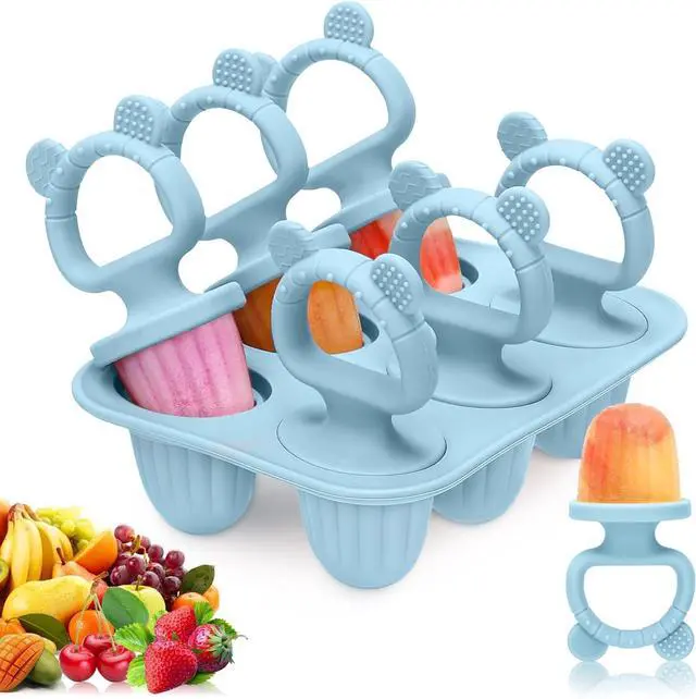 Main image of Silicone Baby Popsicle Molds with Sticks, Mini Popsicles Molds for Babies | Breastmilk Popsicle Molds for Teething Relief, Frozen Treats Maker Popsicle Maker Ice Pop Mold for Toddlers Kids(Blue)