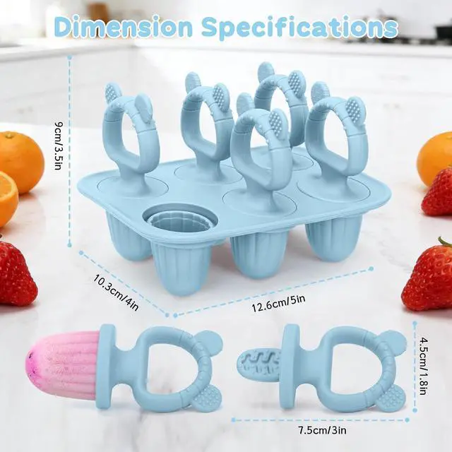 Alt view image 2 of 7 - Silicone Baby Popsicle Molds with Sticks, Mini Popsicles Molds for Babies | Breastmilk Popsicle Molds for Teething Relief, Frozen Treats Maker Popsicle Maker Ice Pop Mold for Toddlers Kids(Blue)