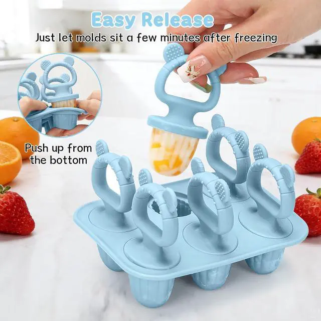 Alt view image 4 of 7 - Silicone Baby Popsicle Molds with Sticks, Mini Popsicles Molds for Babies | Breastmilk Popsicle Molds for Teething Relief, Frozen Treats Maker Popsicle Maker Ice Pop Mold for Toddlers Kids(Blue)