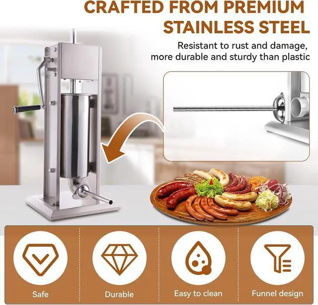 Alt view image 4 of 7 - 10mm Sausage Stuffer Tube, Stainless Sausage Stuffing Tubes, 10mm Stuffing Horn Compatible with Hakka, Lem and Other Brands Manual/Electric Sausage Stuffer, Universal 53mm Base