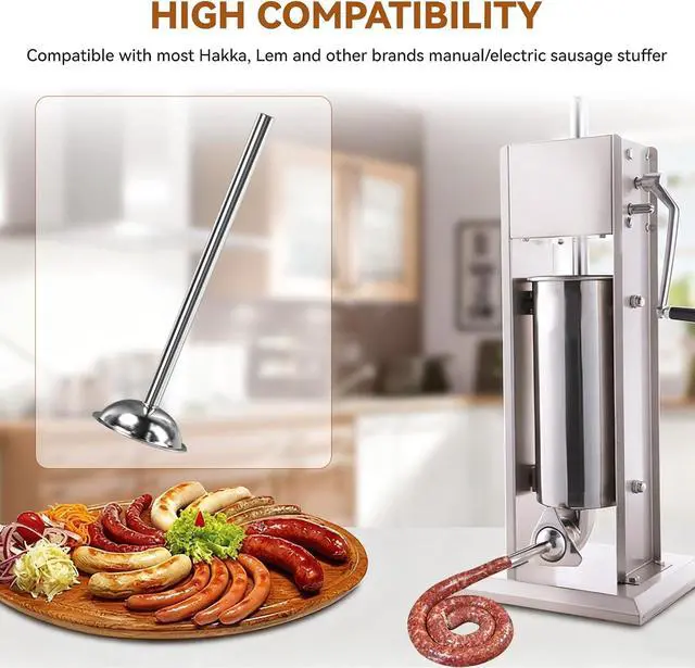 Alt view image 3 of 7 - 10mm Sausage Stuffer Tube, Stainless Sausage Stuffing Tubes, 10mm Stuffing Horn Compatible with Hakka, Lem and Other Brands Manual/Electric Sausage Stuffer, Universal 53mm Base