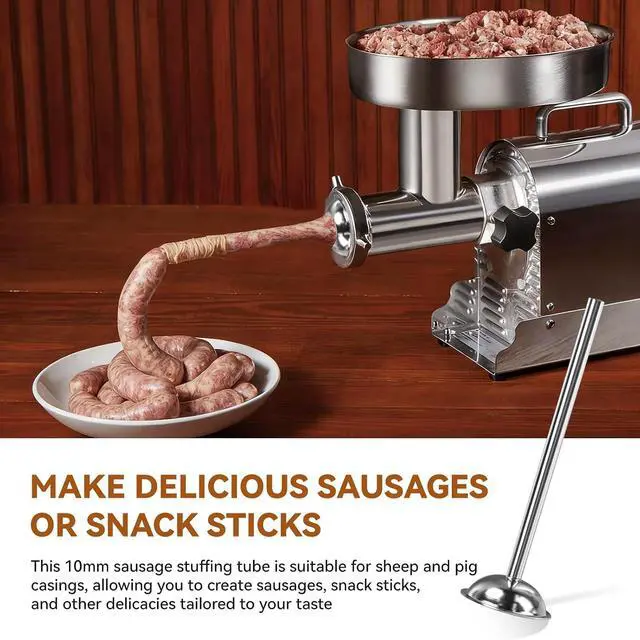Alt view image 6 of 7 - 10mm Sausage Stuffer Tube, Stainless Sausage Stuffing Tubes, 10mm Stuffing Horn Compatible with Hakka, Lem and Other Brands Manual/Electric Sausage Stuffer, Universal 53mm Base