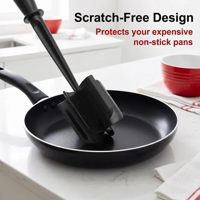 Alt view image 4 of 7 - Meat Masher for Ground Beef, 5-Blade Heat-Resistant Nylon Hamburger Chopper for Nonstick Cookware, Dishwasher Safe, Black