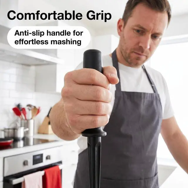 Alt view image 5 of 7 - Meat Masher for Ground Beef, 5-Blade Heat-Resistant Nylon Hamburger Chopper for Nonstick Cookware, Dishwasher Safe, Black