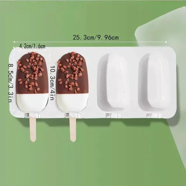 Alt view image 2 of 7 - 2Pcs Large-sized Popsicle Molds with Lid Silicone Ice Pop Molds | 4 Cavities Ice Cream Reusable and 100 Pcs Wooden