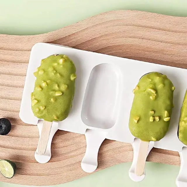 Alt view image 4 of 7 - 2Pcs Large-sized Popsicle Molds with Lid Silicone Ice Pop Molds | 4 Cavities Ice Cream Reusable and 100 Pcs Wooden