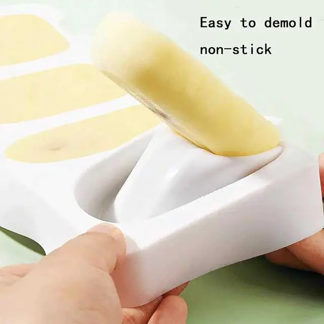 Alt view image 7 of 7 - 2Pcs Large-sized Popsicle Molds with Lid Silicone Ice Pop Molds | 4 Cavities Ice Cream Reusable and 100 Pcs Wooden