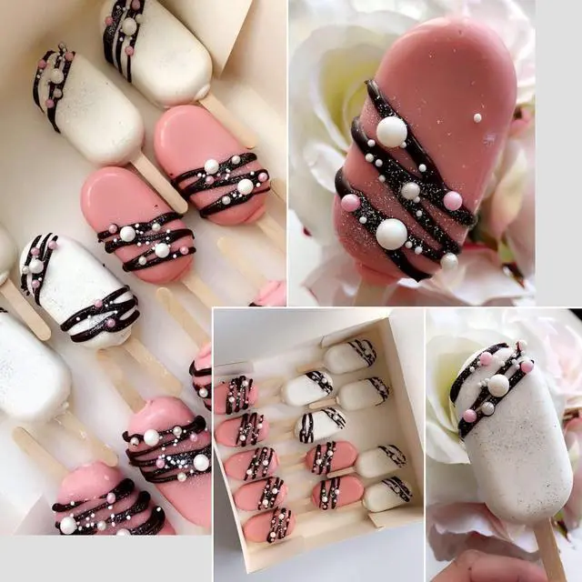 Alt view image 6 of 6 - Sakolla 2 Pack 4 Cavity Mini Popsicle Silicone Molds with 50 Wooden Sticks | Food Grade Silicone, Easy to Use, for Ice Pop, Cakesicles, Cake Pop, Ice Cream