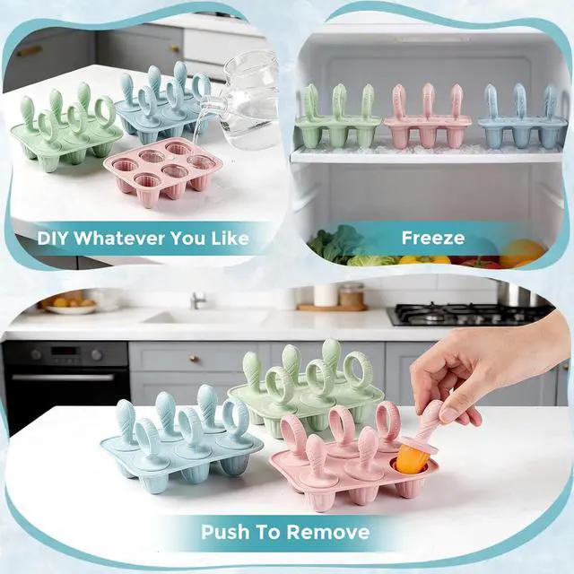 Alt view image 3 of 7 - Silicone Baby Popsicle Molds, Toddlers Mini Freezer Pop Molds | BPA-Free, Food-Safe, Easy to Clean, Baby Ice Pop Mold with 6 Reusable Sticks for Fruit Juice, Yogurt, Breastmilk